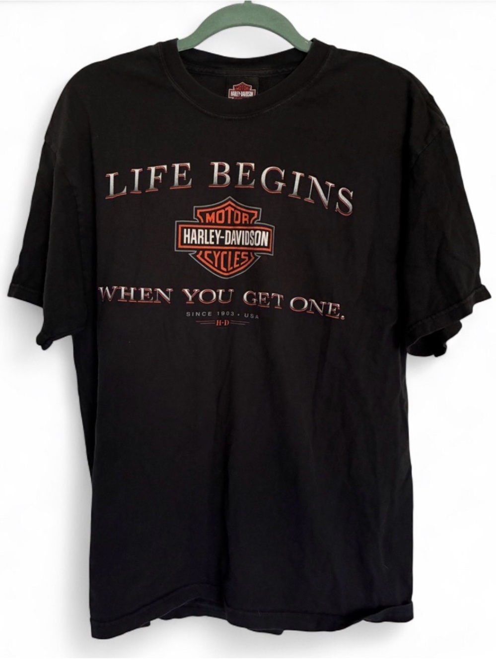 Vintage 90s Harley Davidson T Shirt Buffalo New York USA Made Double Sided Large